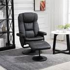 Fauteuil inclinable en similicuir noir avec repose-pieds, dossier réglable et base pivotante