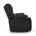Fauteuil inclinable en cuir PU noir avec porte-gobelets en acier, inclinable sans effort et confort luxueux pour la détente