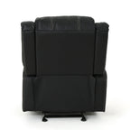 Fauteuil inclinable en cuir PU noir avec porte-gobelets en acier, inclinaison sans effort et confort luxueux
