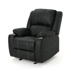 Fauteuil inclinable en cuir PU noir avec porte-gobelets et inclinaison sans effort