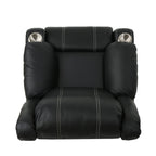 Fauteuil inclinable en similicuir noir avec porte-gobelets en acier, inclinable sans effort, confort luxueux