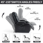 Fauteuil inclinable électrique noir avec massage 8 points, chauffage lombaire, chargement USB, porte-gobelets et mécanisme robuste