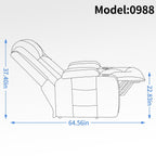 Fauteuil inclinable électrique noir avec massage 8 points, chauffage lombaire, chargement USB, porte-gobelets et mécanisme robuste