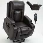 Fauteuil inclinable électrique noir avec massage 8 points, chauffage lombaire, chargement USB, porte-gobelets et mécanisme robuste