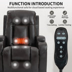 Fauteuil inclinable électrique noir avec massage à 8 points, lombaire chauffant, ports USB, porte-gobelets et mécanisme durable