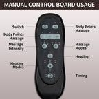 Fauteuil inclinable électrique noir avec massage par vibrations à 8 points, chauffage lombaire, deux ports USB, porte-gobelets et moteur OKIN