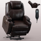 Fauteuil inclinable électrique noir avec massage par vibrations à 8 points, chauffage lombaire, deux ports USB, porte-gobelets et moteur OKIN