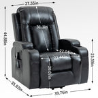 Fauteuil inclinable électrique noir avec massage, chauffage et cadre robuste