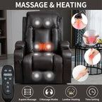 Fauteuil inclinable électrique noir avec massage, chauffage et cadre robuste