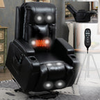 Fauteuil inclinable électrique noir avec massage, chauffage et cadre robuste