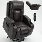 Fauteuil inclinable électrique noir avec massage, chauffage et cadre robuste