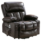 Fauteuil inclinable électrique noir avec massage, chauffage et cuir synthétique