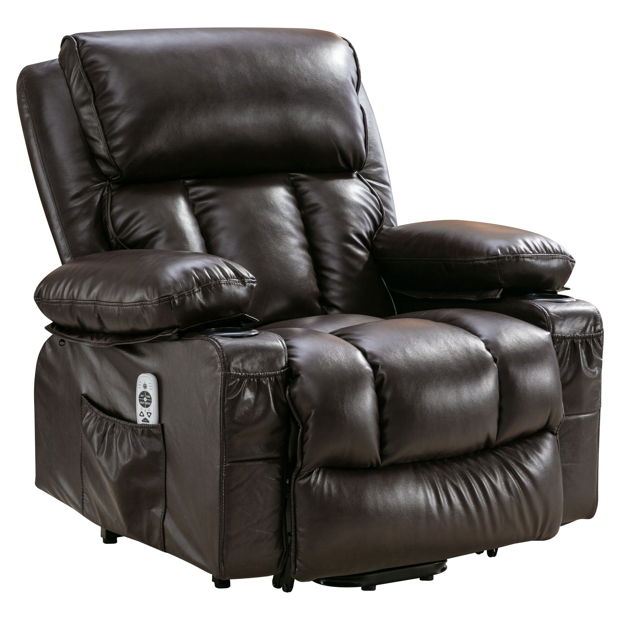 Fauteuil inclinable électrique noir avec massage, chauffage et cuir synthétique