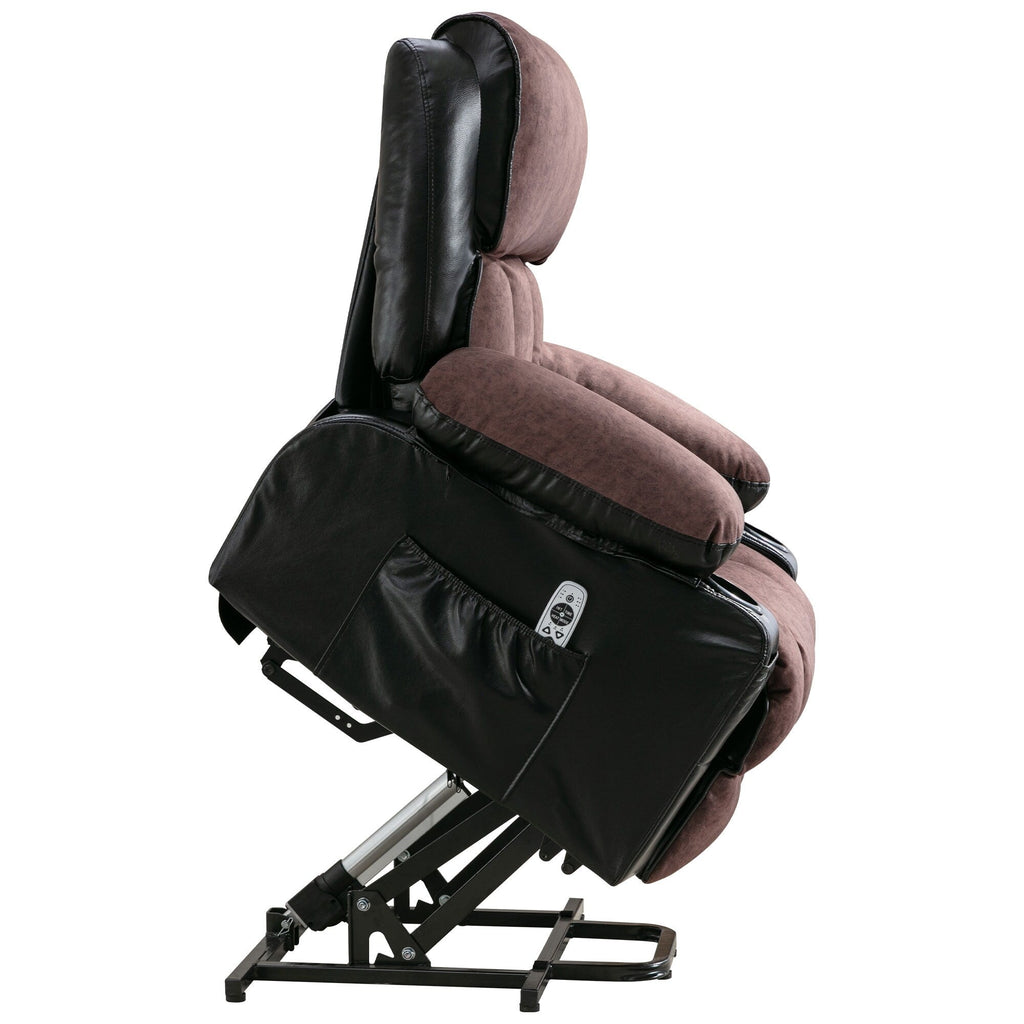 Fauteuil inclinable électrique noir avec massage, chauffage et cuir synthétique