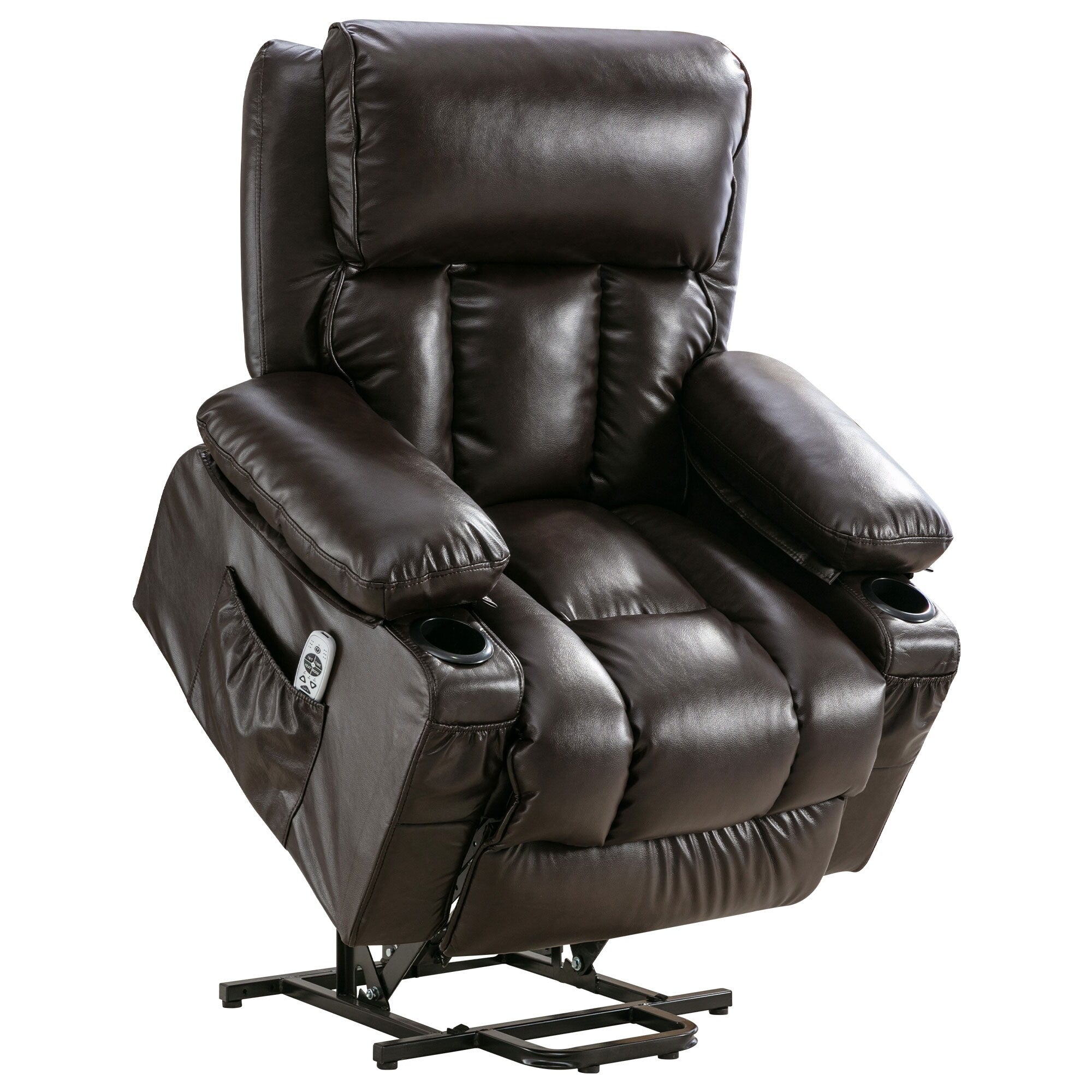 Fauteuil inclinable électrique noir avec massage, chauffage et cuir synthétique