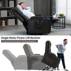 Fauteuil inclinable électrique noir avec massage, chauffage lombaire, port USB et porte-gobelets
