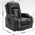 Fauteuil inclinable électrique noir avec massage par vibration, chauffage lombaire, port USB et porte-gobelets pour le confort des seniors
