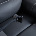 Fauteuil inclinable électrique noir avec inclinaison à 139°, massage, chauffage, moteur OKIN, ports USB, support de téléphone et rangement latéral