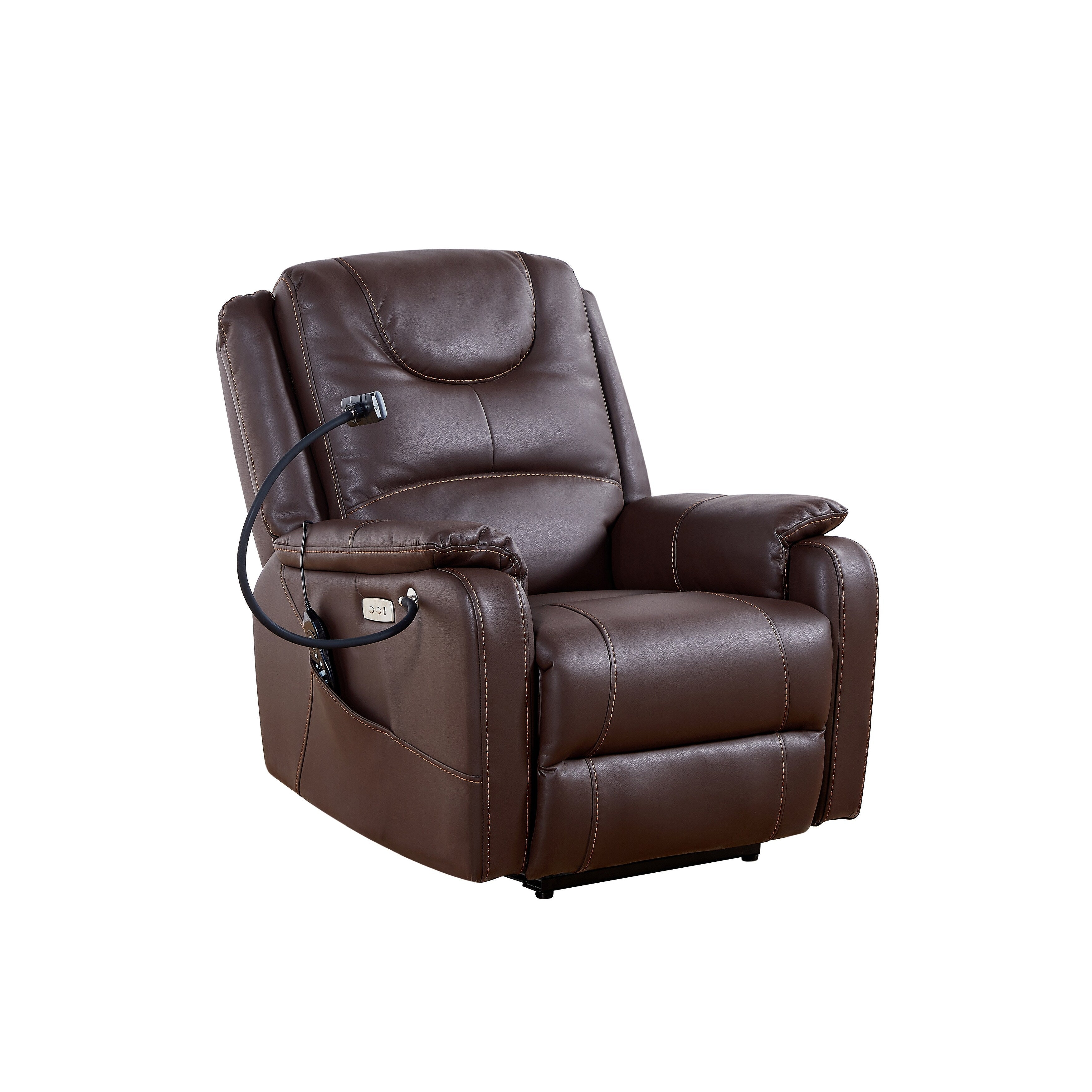 Fauteuil inclinable électrique noir avec massage, chauffage et ports USB
