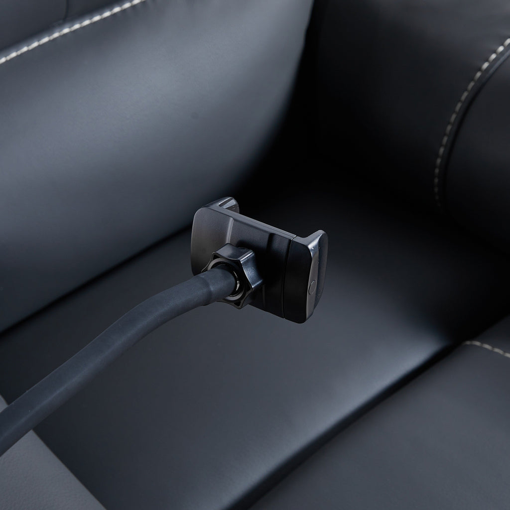 Fauteuil inclinable électrique noir avec massage, chauffage, port USB, support pour téléphone et poches latérales