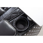 Fauteuil inclinable zéro gravité noir avec accoudoir de rangement, porte-gobelet, table pour ordinateur portable, support pour téléphone, lampe de lecture et port USB