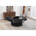 Fauteuil inclinable zéro gravité noir avec accoudoir de rangement, porte-gobelet, table pour ordinateur portable, support pour téléphone, lampe de lecture et port USB