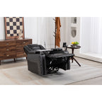Fauteuil inclinable zéro gravité noir avec accoudoir de rangement, porte-gobelet, table pour ordinateur portable, support pour téléphone, lampe de lecture et port USB