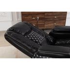 Fauteuil inclinable zéro gravité noir avec accoudoir de rangement, porte-gobelet, table pour ordinateur portable, support pour téléphone, lampe de lecture et port USB