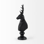 Sculpture de buste de cerf en résine noire - 6 L x 8 P x 23 H