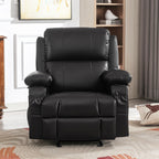 Fauteuil inclinable à bascule noir avec chargement USB, massage, chauffage et porte-gobelets pour un confort ultime