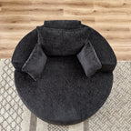 Canapé-lit simple rond en chenille noire avec coussin de dossier