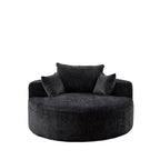 Canapé-lit simple rond en chenille noire avec coussin de dossier