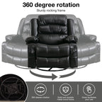 Fauteuil inclinable pivotant noir avec chauffage et rotation à 360°