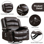 Fauteuil inclinable pivotant noir avec massage, chauffage, port USB et porte-gobelets