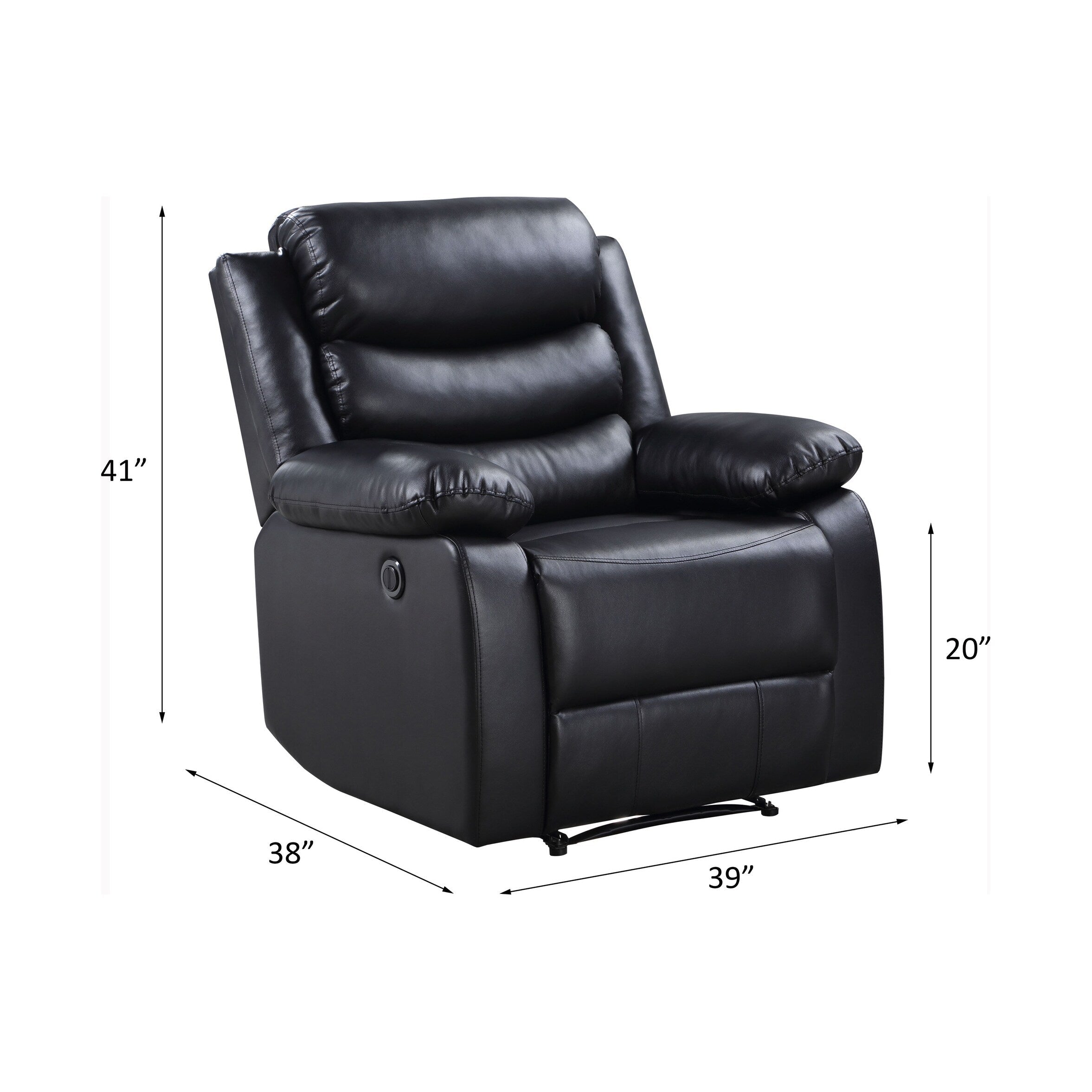 Fauteuil inclinable électrique en cuir synthétique noir