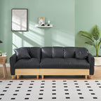 Canapé-lit 3 places rembourré en tissu technique noir moderne 84,64 avec oreillers, siège de rangement et tiroir