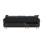 Canapé-lit 3 places rembourré en tissu technique noir moderne 84,64 avec oreillers, siège de rangement et tiroir