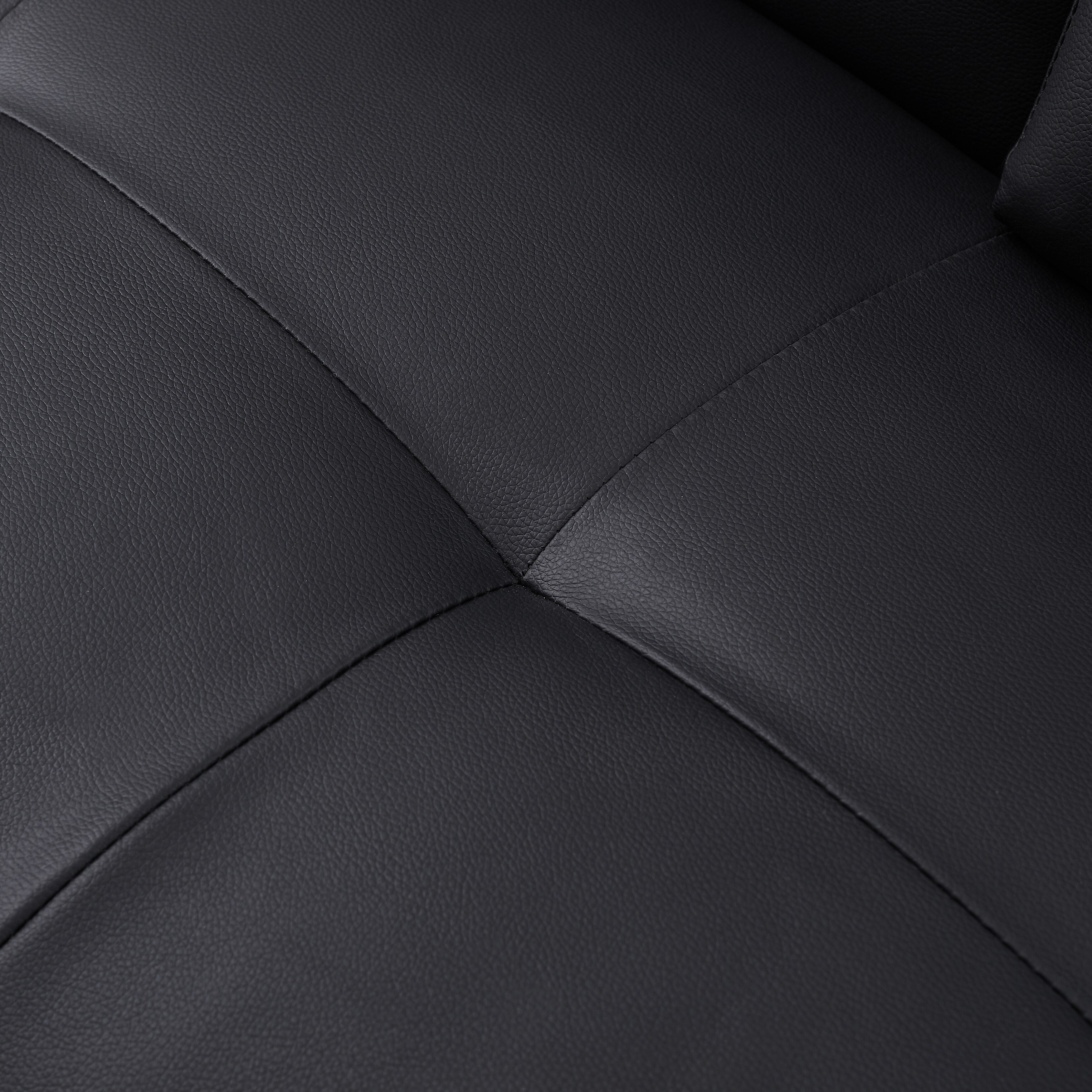 Canapé-lit 66 places rembourré noir avec 2 porte-gobelets et pieds en acier inoxydable pour salon