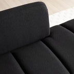 Banc causeuse rembourré noir avec pieds dorés