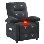 Fauteuil inclinable manuel rembourré noir avec massage, chauffage lombaire, accoudoirs coussinés et poches latérales