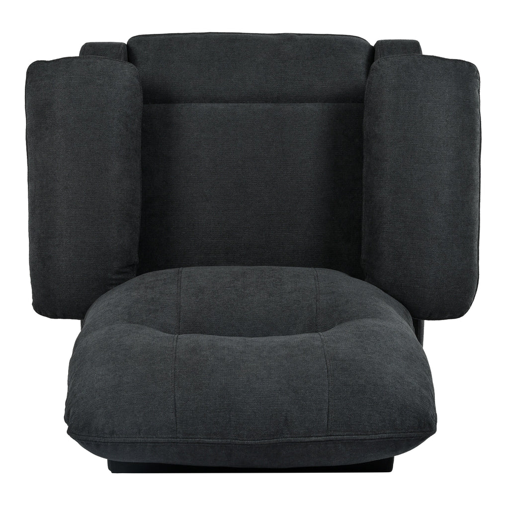 Fauteuil inclinable manuel rembourré noir avec massage, chauffage lombaire, accoudoirs coussinés et poches latérales