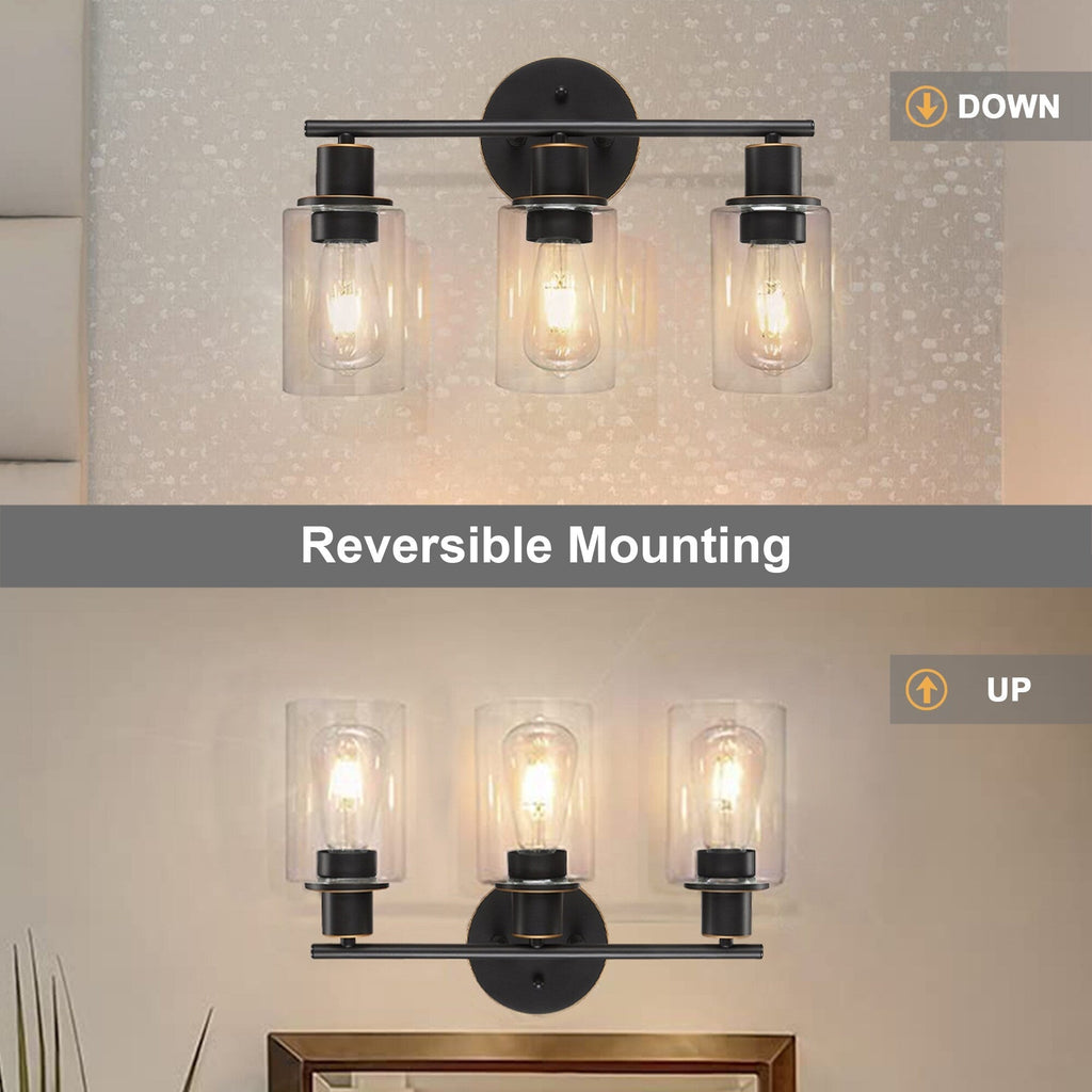 Luminaire de salle de bain à 3 lumières de 17 po, en bronze huilé, pour meuble-lavabo