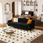 Canapé 3 places en velours noir avec touches dorées