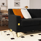 Canapé 3 places en velours noir avec touches dorées