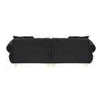 Canapé 3 places en velours noir avec coussins à ressorts