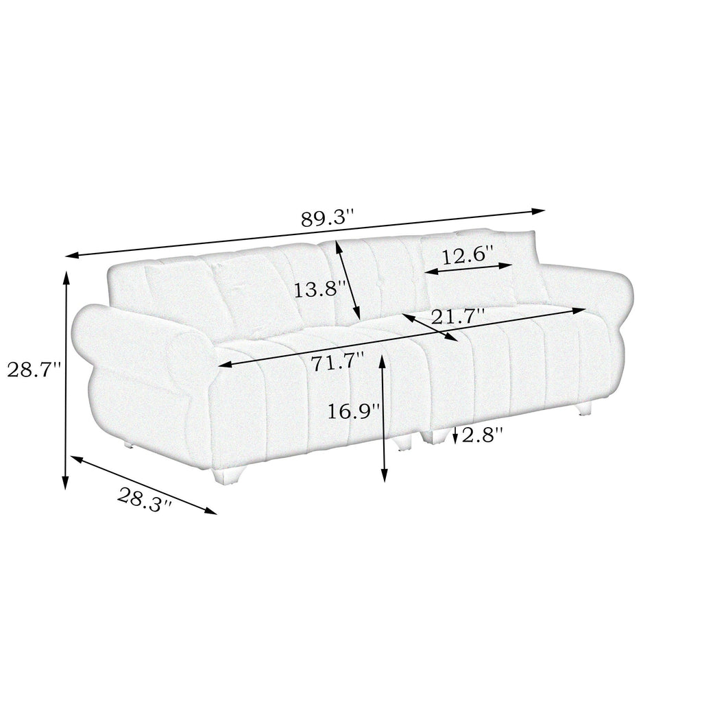 Canapé 3 places en velours noir avec coussins à ressorts