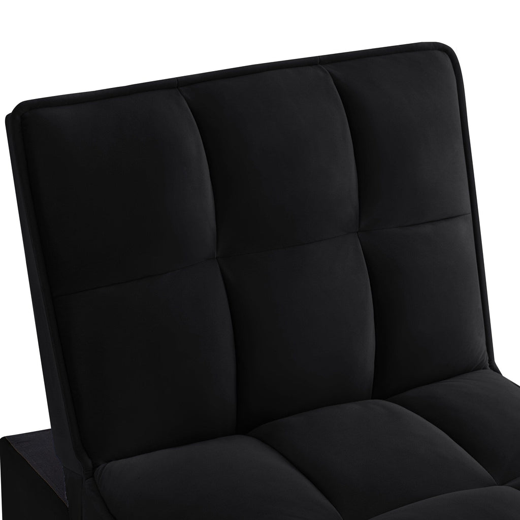 Canapé-lit pliant en velours noir avec dossier réglable