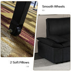 Canapé-lit gigogne en velours noir avec coussins moelleux