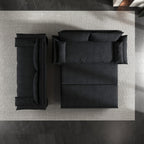 Canapé-lit gigogne en velours noir avec coussins moelleux