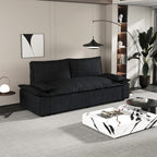 Canapé-lit gigogne en velours noir avec coussins moelleux